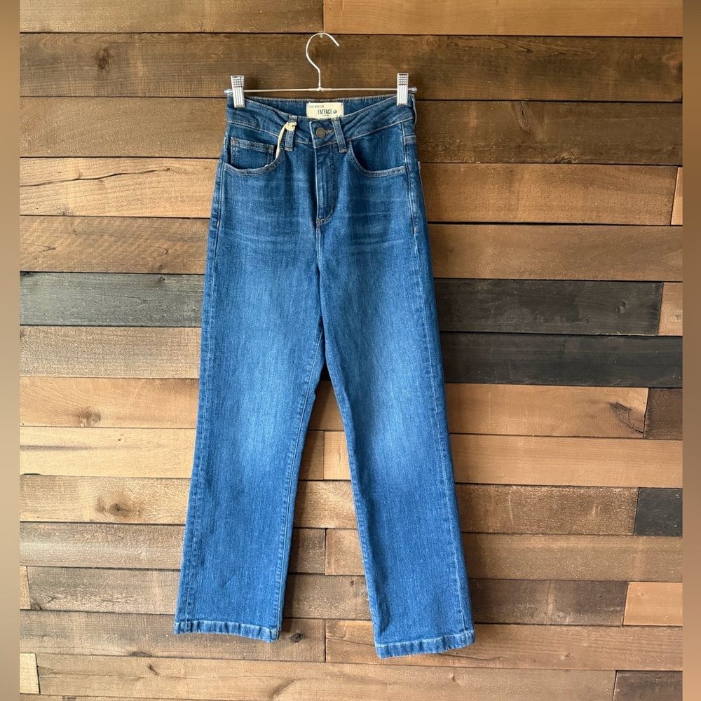 FatFace Wide Leg Jeans High Rise Stretch Denim Elise Blue NWT
